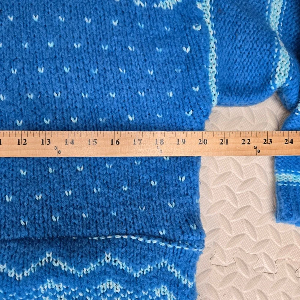 Free People Snow Day Pullover Sweater Frozen Lake Combo Blue Fair Isle XS - Picture 9 of 10